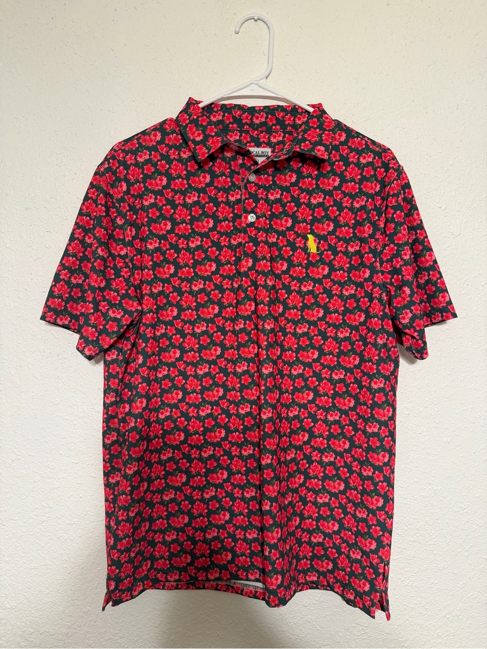 Polo by Ralph Lauren Black Short-Sleeve Button Shirt with Red Floral Print